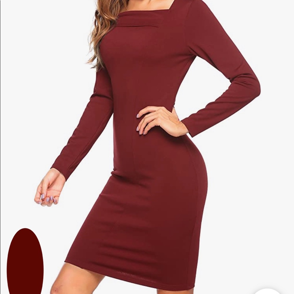 Zeagoo‎ Women’s Assymetric Long Sleeve Mini Dress Medium Wine Red